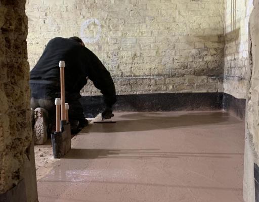 the old crushed tiles laid as a cocciopesto floor